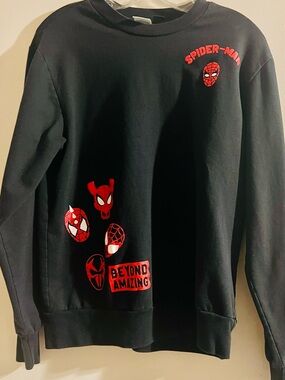 Spiderman Black Sweatshirt Red Graphic Accents S